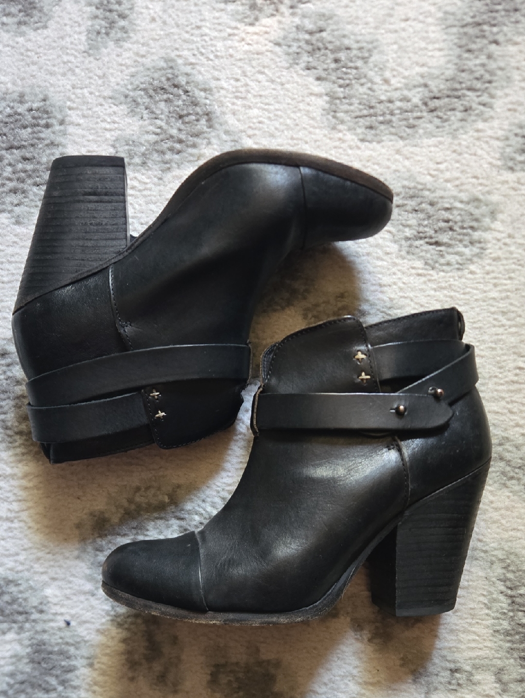 Rag & Bone Harrow Ankle Bootie Black Leather Sz 6.5/36.5
